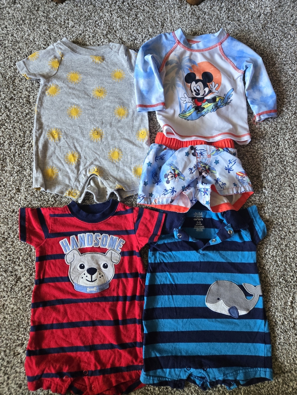 Infant Boys 0-3 Summer Bundle Including Mickey